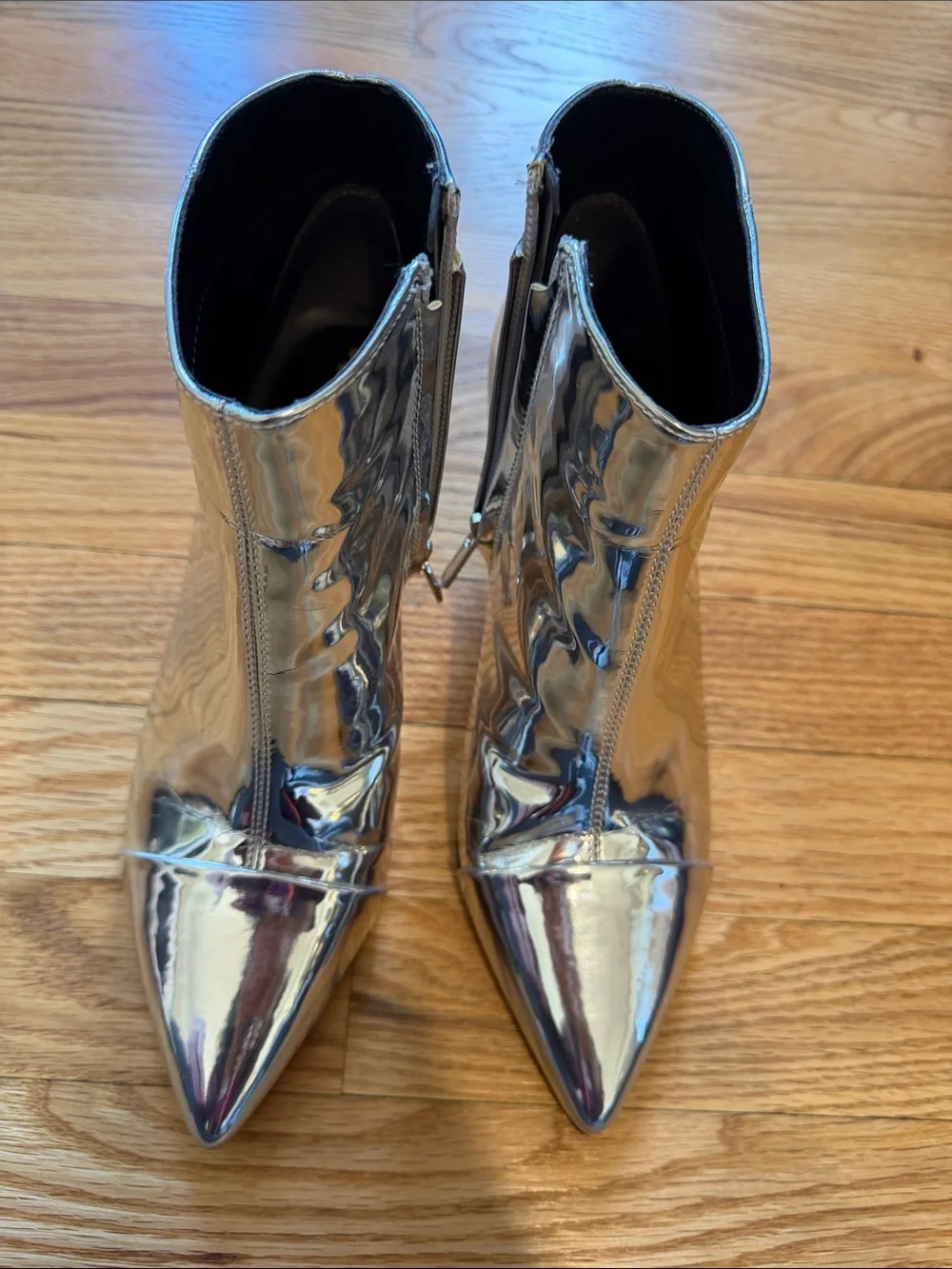 Sam Edelman Metallic Silver Pointed Toe Ankle Booties